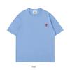 AMI Youth Embroidered Men's Crew Neck Short Sleeve Cotton T-Shirt - Casual Street Fashion