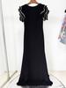 2025 European & American Designer Rhinestone Ruffle Sleeve Backless Floor-Length Gown