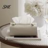 Multipurpose Tissue Organizer Faux Leather Box, Minimalist Napkin Holder for Living Space Saving Storage Box Room Desk, Decorative Dispenser