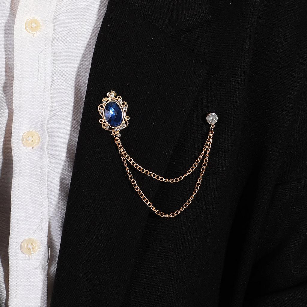 Broche de diamantes de imitación brillantes con gemas de imitación a la moda, borla de cadena, traje, abrigo, insignia, bolso, chal, accesorios de joyería