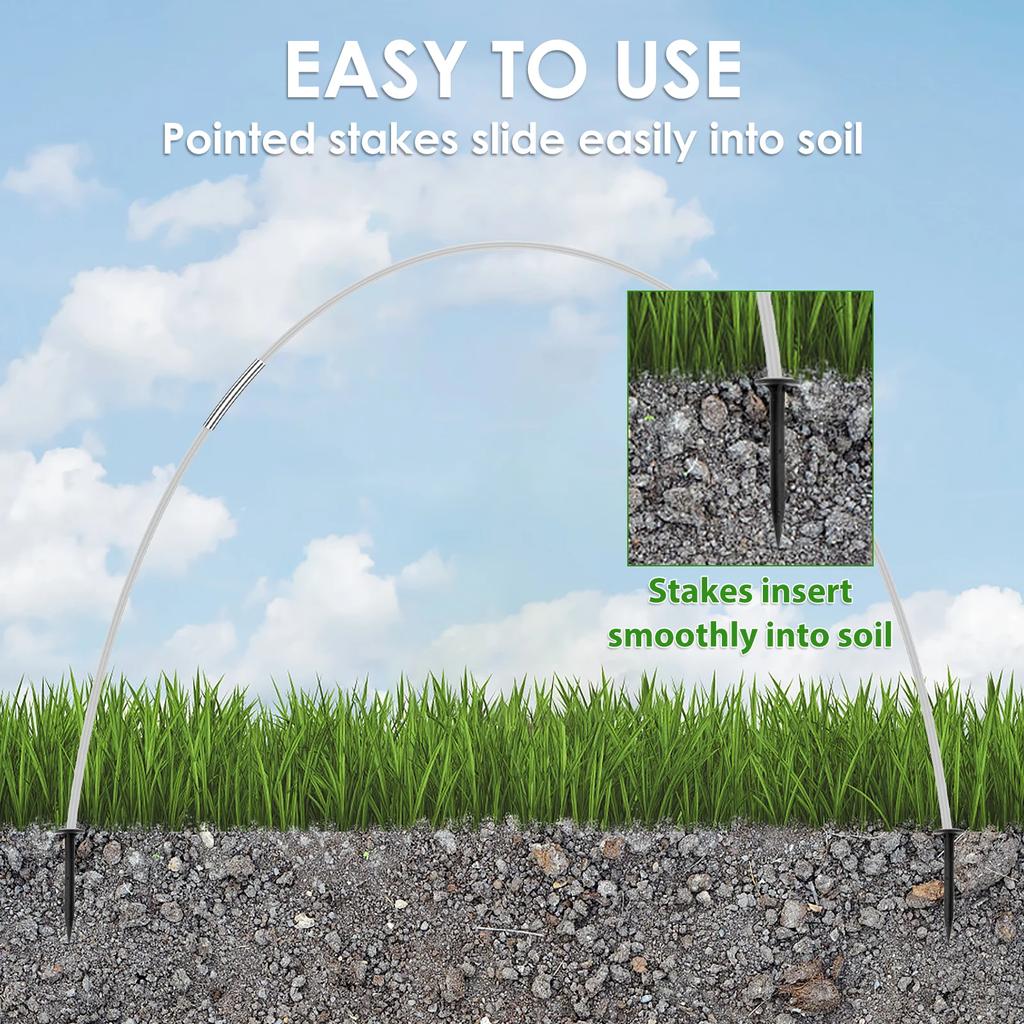 Set Arcuri Sere 15/30 Buc Reutilizabil Flexibil Fibra de Sticla Set de Creștere cu Plasă Protectoare Suport Arc Tunel Plante Grădină