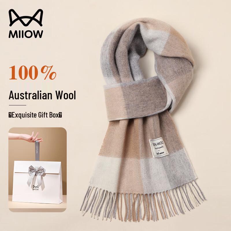 

Maoren Women s 100% Wool Plaid Winter Scarf & Shawl