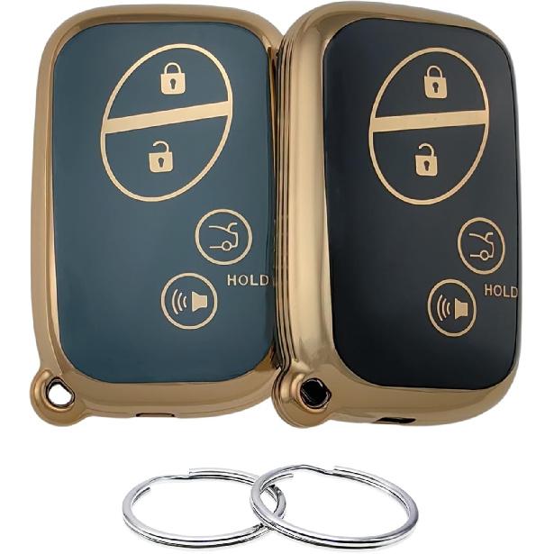 TPU Key Fob Cover Compatible with 2005-2017 Lexus CT200h ES350 GS300 GS350 GS430 GS450h GS460 Is F IS250 IS350 LS460 LS600h LX570 RX350 (Black/White)