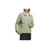 adidas Men's Casual Solid Color Long-Sleeve Jacket with Zipper Design - Green