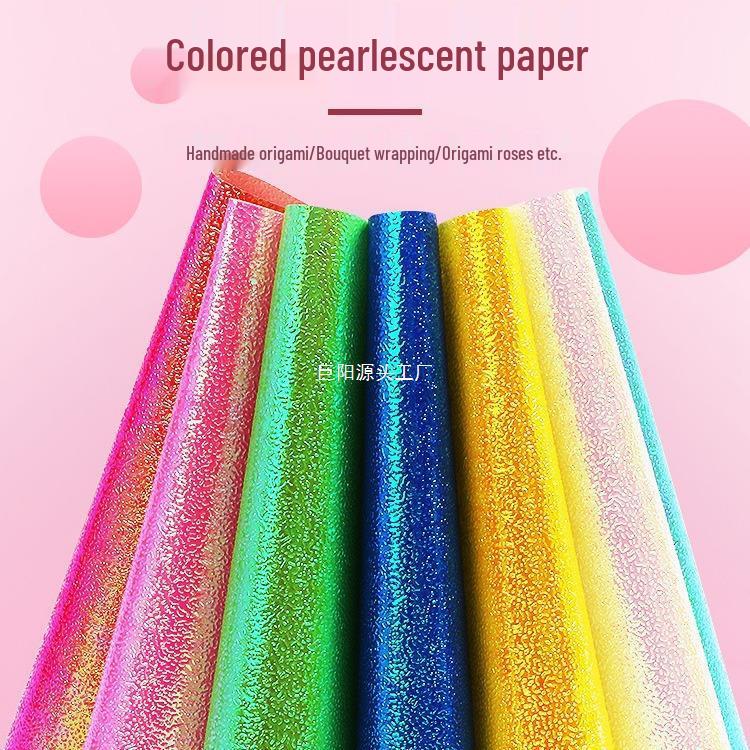 A4 Pearlescent Glitter Origami Paper - Laser-Cut, Glossy, Single-Sided Squares for DIY Projects