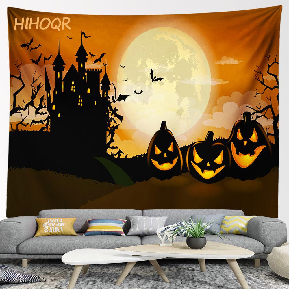 Happy Halloween Pumpkin Tapestry Wall Hanging Boho Room Decoration Large Cloth  Aesthetic Home Party Backdrop