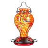 Glass Feeder with Colorful Painted Design - Outdoor Decorative Bird Feeder for Garden and Yard