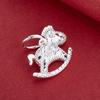 S925 Sterling Silver-Plated Exquisite Wooden Horse Charm for DIY Crystal Bracelets