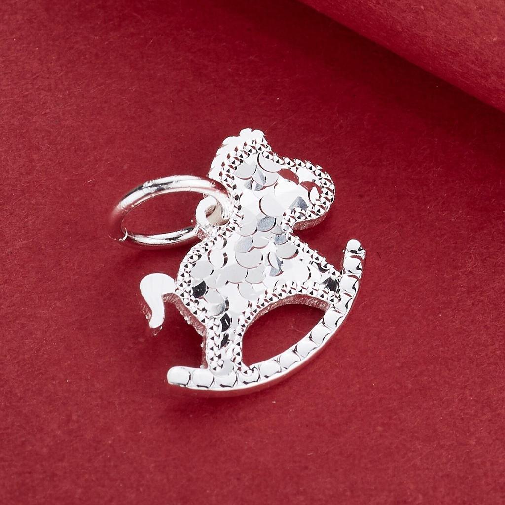 S925 Sterling Silver-Plated Exquisite Wooden Horse Charm for DIY Crystal Bracelets