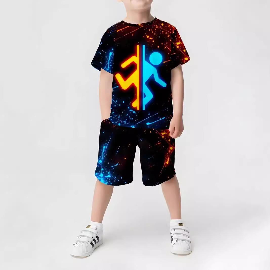 

Одежда для мальчиков Комплект с короткими рукавами Летняя футболка Шорты Простой и атмосферный комплект из двух предметов 170