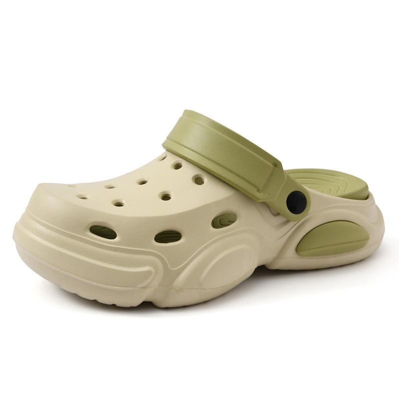 

Туфли на толстой подошве с увеличением роста, женская летняя обувь, новые пляжные туфли, нескользящие, с закрытым носком, крутые шлепанцы, мужские 46-47 (maximum size) зелёный