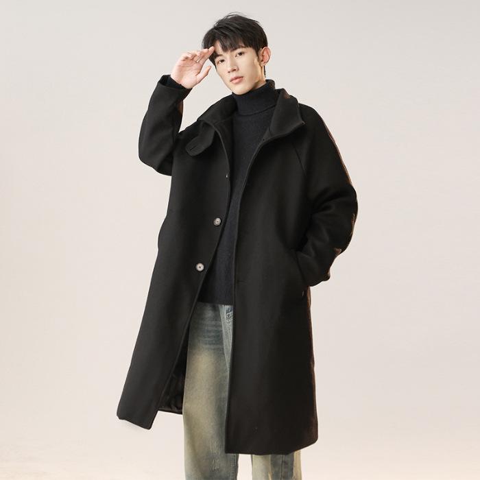 Men's 2025 Trendy Mid-Length Woolen Trench Coat: Stylish, Versatile & Casual.
