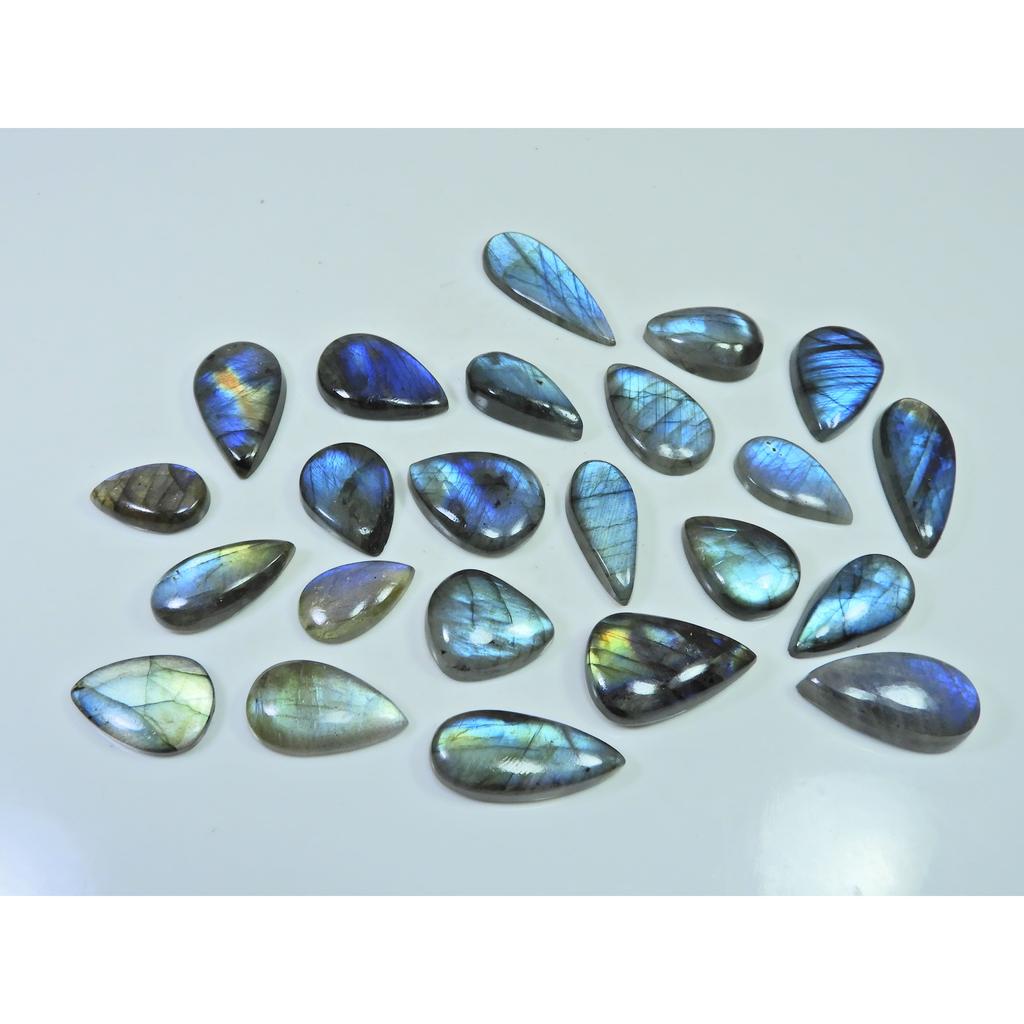 400Cts.Natural Labradorite Multi Fire Pear Cabochon Loose Gemstone 24Pcs Lot LL-995