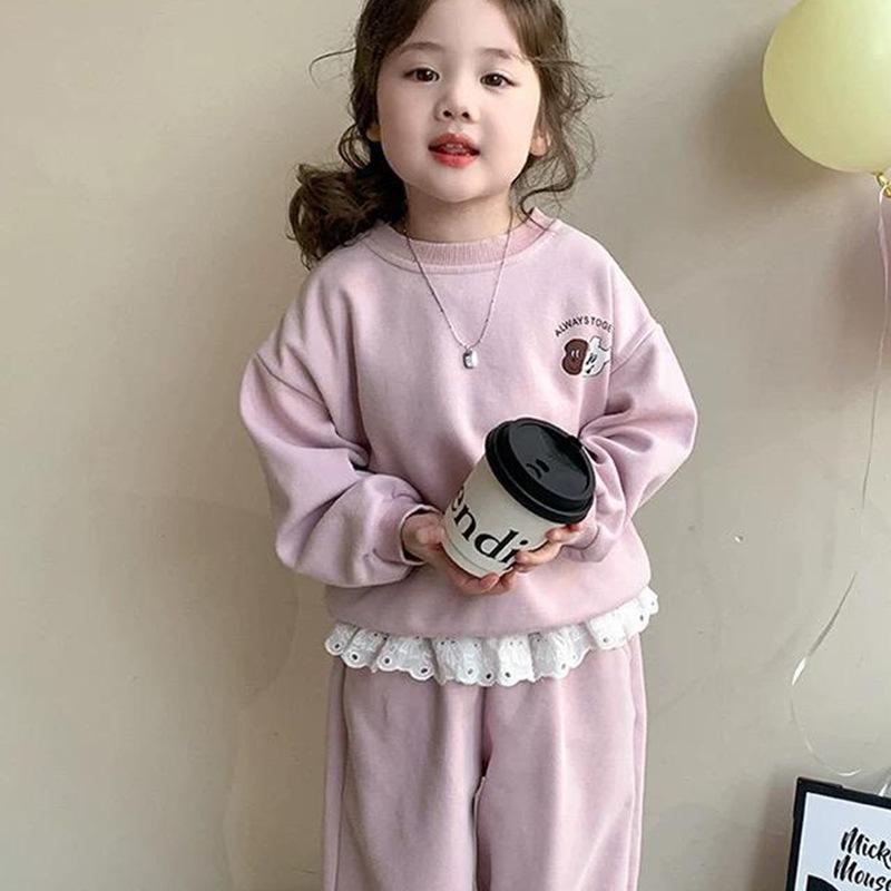 Girls' Spring & Autumn Fashion Sweatshirt and Pants Set - Trendy Two-Piece Outfit