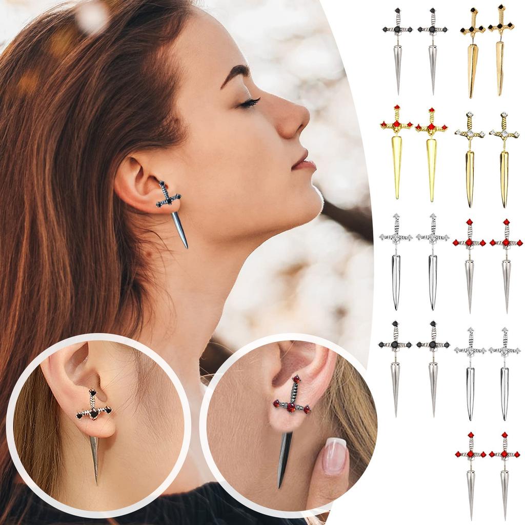 Lady's Earring Vintage Crystal Diamond Dagger Earrings