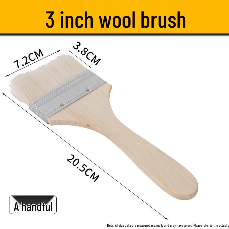 Soft Bristle Wool Brush - Non-Shedding Brush for Paint, Coating, Barbecue & Baking