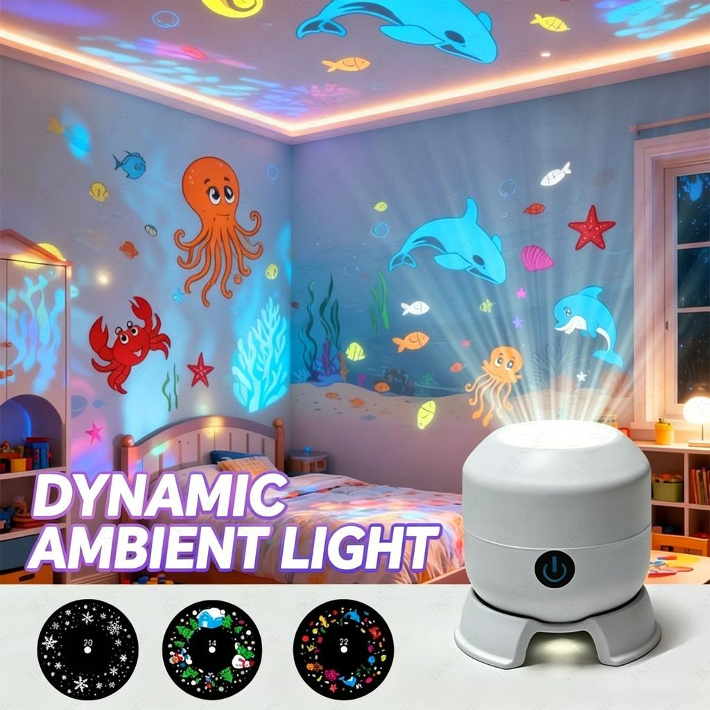 Starry Sky Projector Lamp LED Ocean Night Light USB Plug In 360 Degree Rotating Mood Light for Bedroom Kids Room Decor