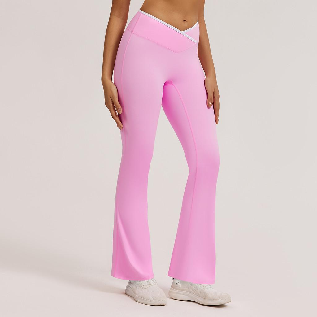 Slim Fit Yoga Pants With Crossed High Waist For Running And Fitness Women