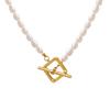 Oval Beaded Natural Growth Freshwater Pearl Fashionable Temperament Necklace Female, Titanium Steel Gold-Plated T-Buckle Exquisite Necklace