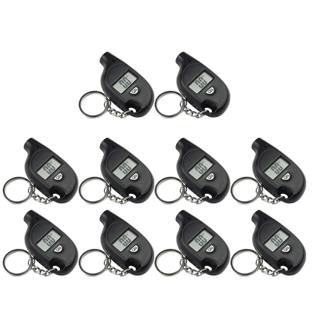 1-20 st Mini Nyckelring Däcktrycksmätare Digital LCD-display Hög Noggrannhet Bärbar Bil Däcktryckstestare med Nyckelring