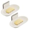 2Pcs Aluminum Wall-mounted Soap Dish Punch-Free Soap Storage Tray Soap Drain Box  Household