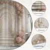 Romantischer Rosenbogen Duschvorhang Rosa Blumen Klassische Säulen Elegantes Palast Design Traumhafte Badezimmerdekoration Wasserdicht