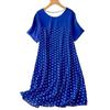 Spring Summer Polka Dot Round Neck Short Sleeved Sleeping Skirt Comfortable Dress for Women