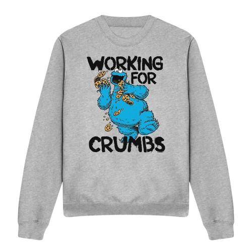 Sesame Street Unisex Adult Working For Crumbs Cookie Monster Sweatshirt