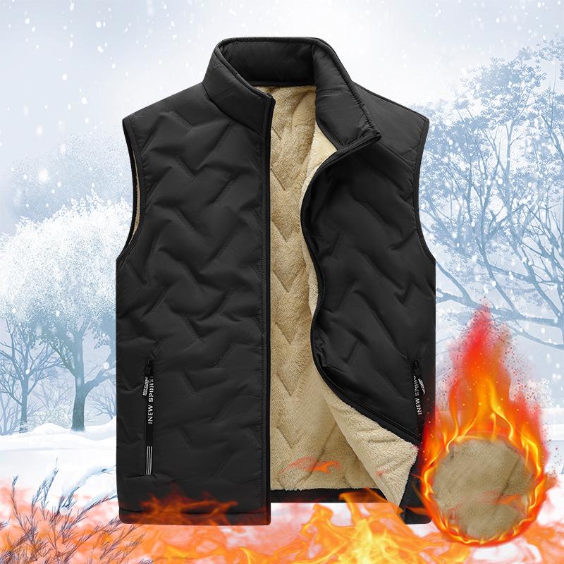 Autumn Winter Fashion Men's Vest Jacket Casual Warm Standing Collar Sleeveless Men