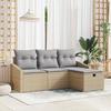 VidaXL 4-Piece Garden Sofa Set with Cushions Beige Poly Rattan 3360581