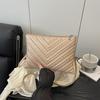 Large Capacity Simple Shoulder New Beads Inlaid Solid Color Texture Oblique Span Envelope Women's Big Bag