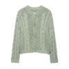 2025 Spring/Summer Women's Floral Button-Up Knit Cardigan - Versatile Round Neck, Long Sleeve Design