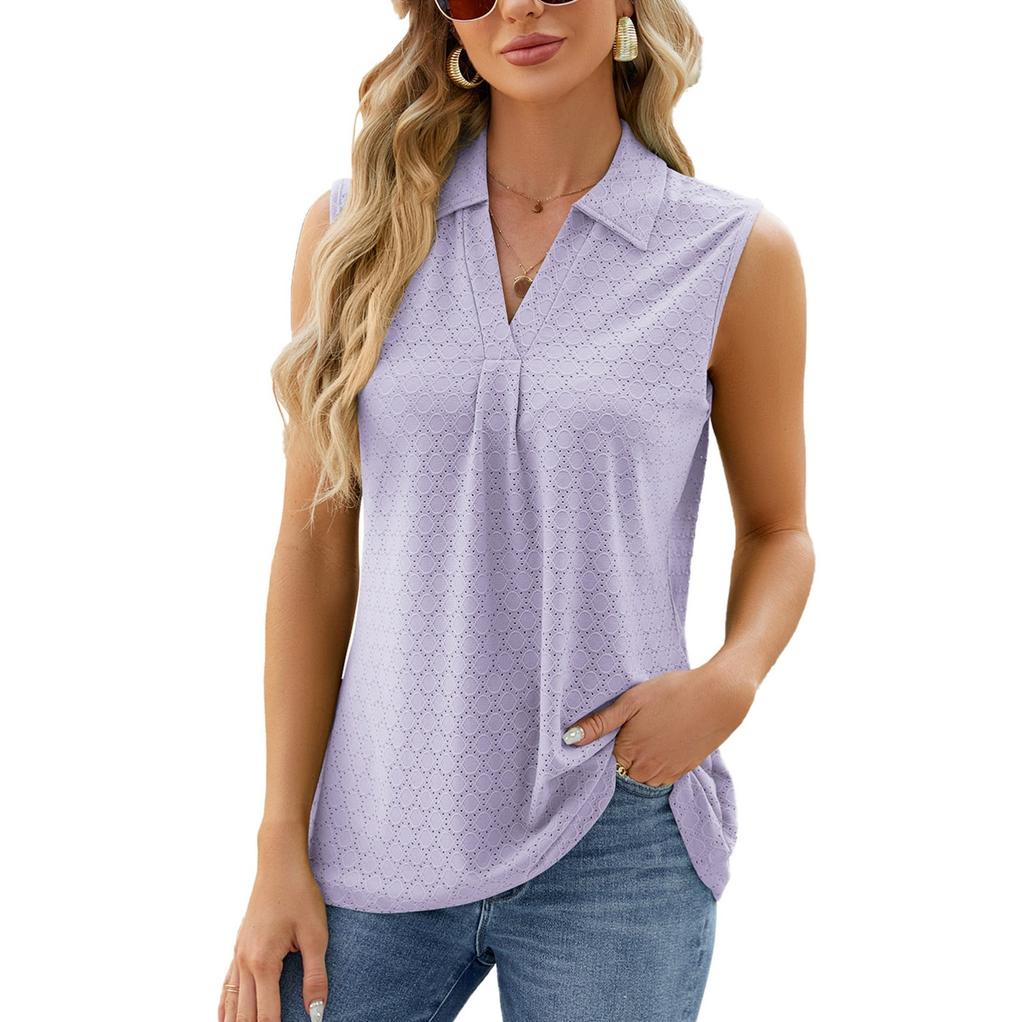 Women Fashion Color Sleeveless Tops V Neck Vest Tops
