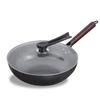 Handgesmeed Koolstofstaal Wok Pan 30/32/34cm Anti-aanbak Ongecoat Gietijzer Stijl Roerbak Gas Elektrisch Inductie