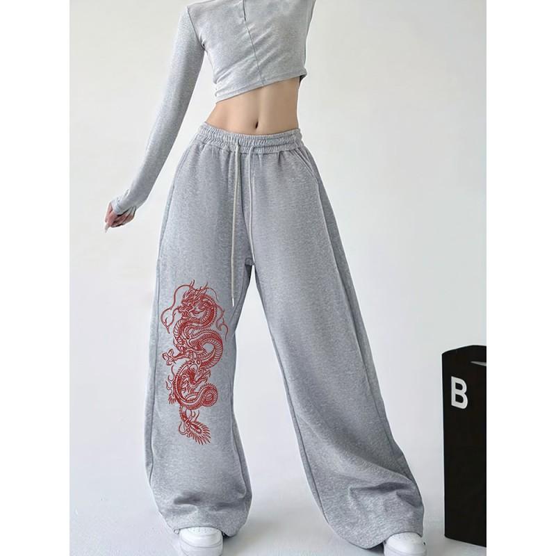 Womens High Street Hip Hop Loose Straight Leg Casual Pants