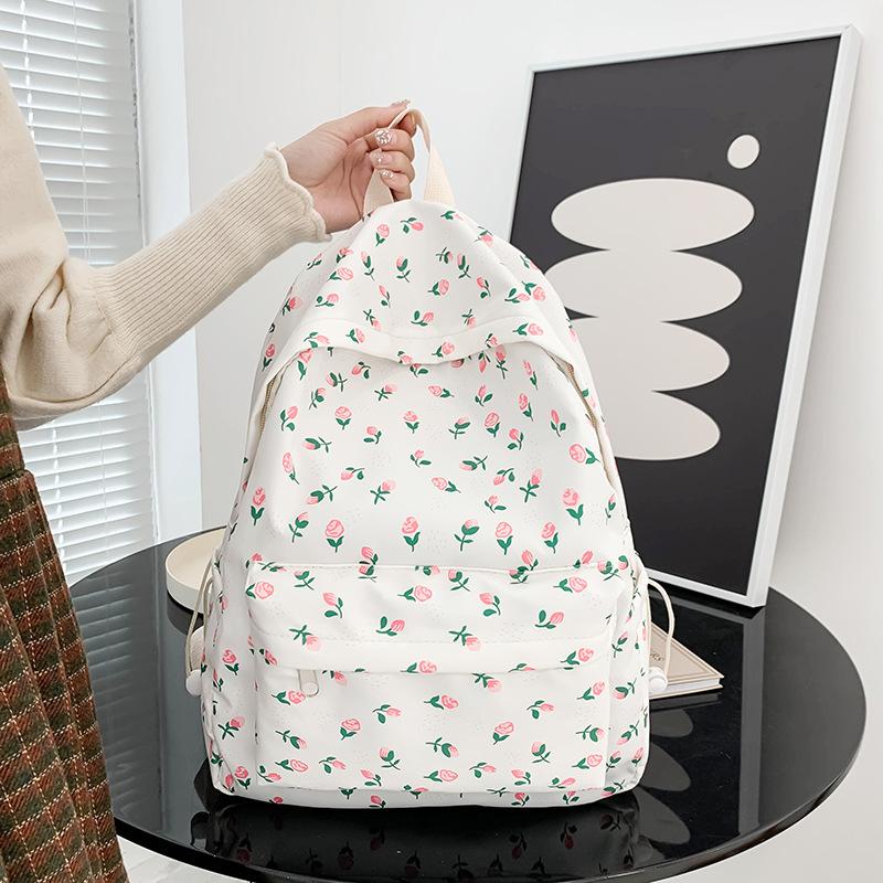 Schoolbag: Japanese-style Floral Backpack for Girls, Middle and High School Students, High Look, Stain-resistant, Niche, Large Capacity Backpack