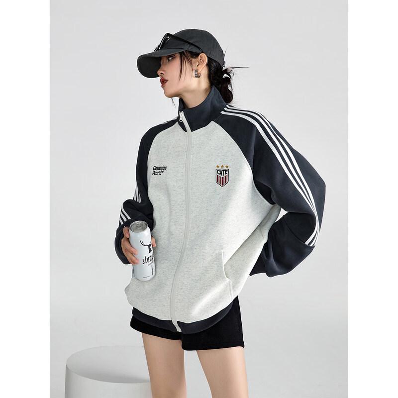 ICH MODE Women s American Style Stand-Up Collar Sport Jacket M