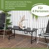 Foldable Patio Dining Table for 4, Height Adjustable Outdoor Table for Garden, Lawn, Dark Grey