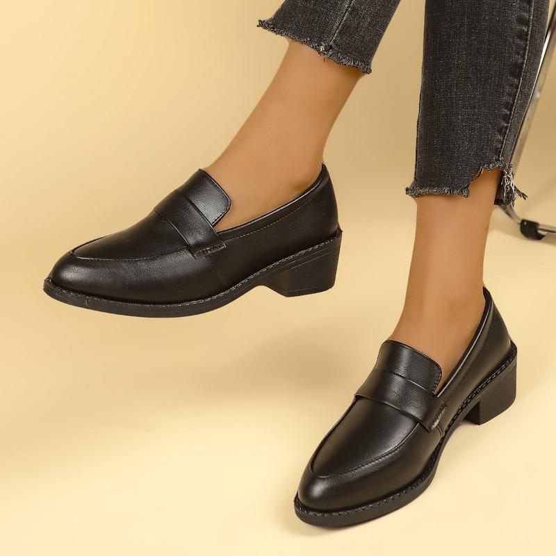 

Женская весенне-осенняя обувь большого размера, туфли-лодочки с острым носком, повседневные, на толстой подошве, увеличивающие рост 43