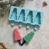 Non Stick Christmas Tree Ice Pop Mold 4-Cavity Ice Cube Tray Silicone Ice Cream Mold  Baking Tools