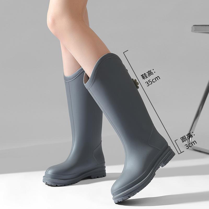 Japanese and Korean Platform Pvc Rain Shoes New Women's Outer Wear, Waterproof and Non-slip Outdoor Long Tube Fashion Rain Boots Women