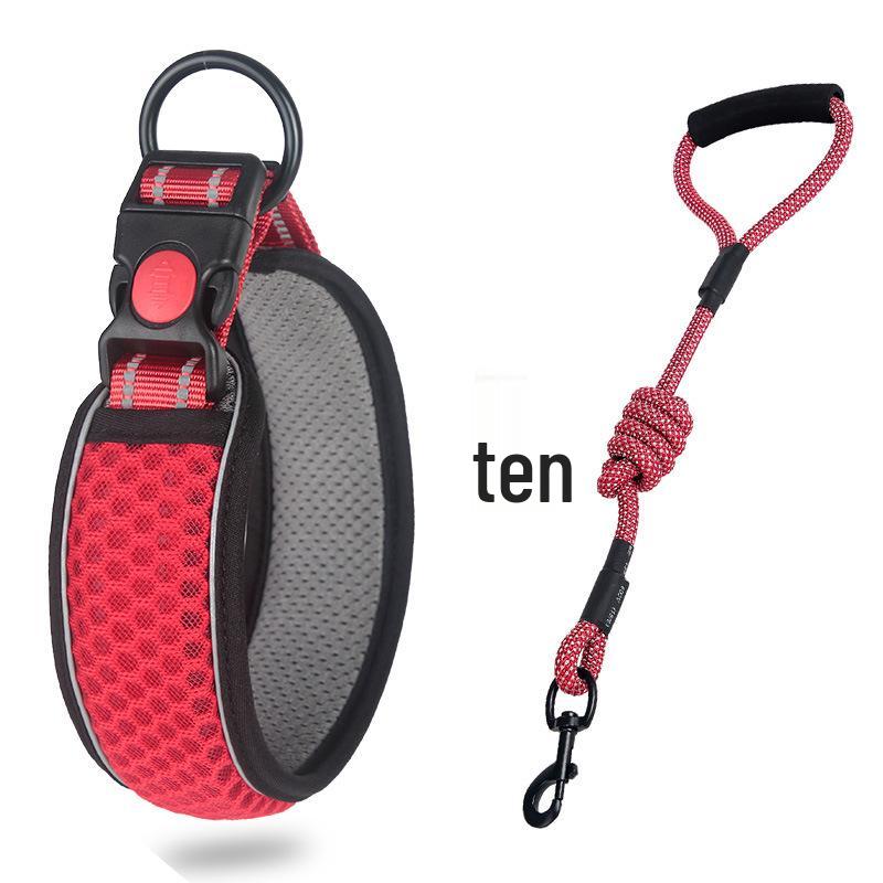 Regulowana, odblaskowa, oddychająca obroża spacerowa dla psa z siatki o strukturze plastra miodu