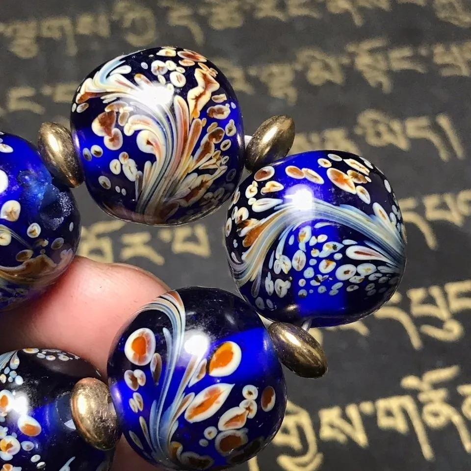 Ancient Gems Blue Phoenix Pattern Glass Bracelet Bracelet Versatile Jewelry Gifts