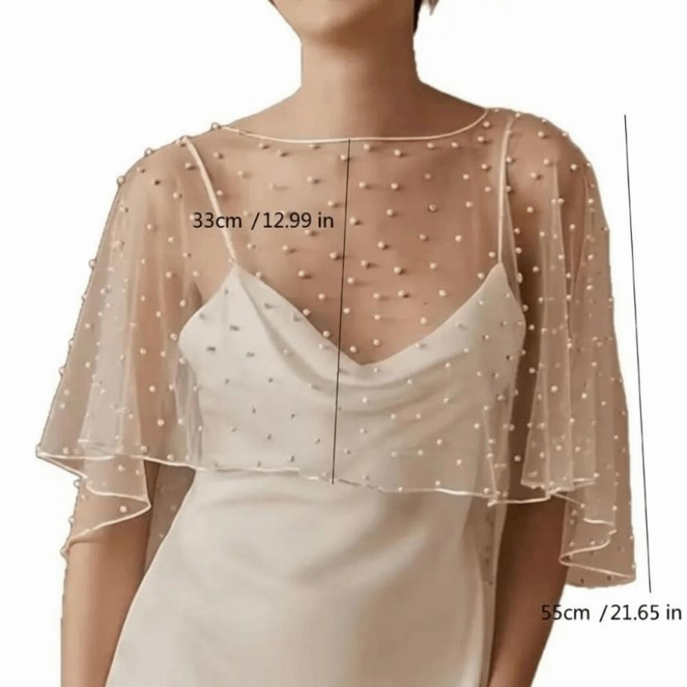 Front Short Long Back Evening Dresses Scarves Pearl Mesh Scarf Ladies/Girls