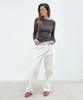 Aobteu Curved Line Wide Jeans - White