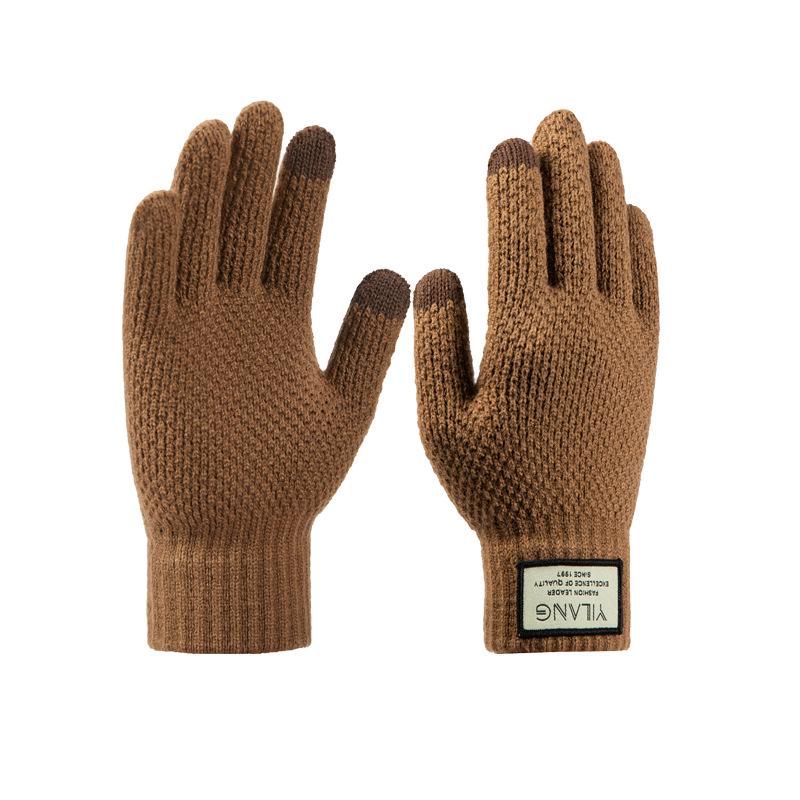 2023 Men's Touchscreen Warm Cycling Gloves - Autumn/Winter, Thick Knit, Plus Velvet