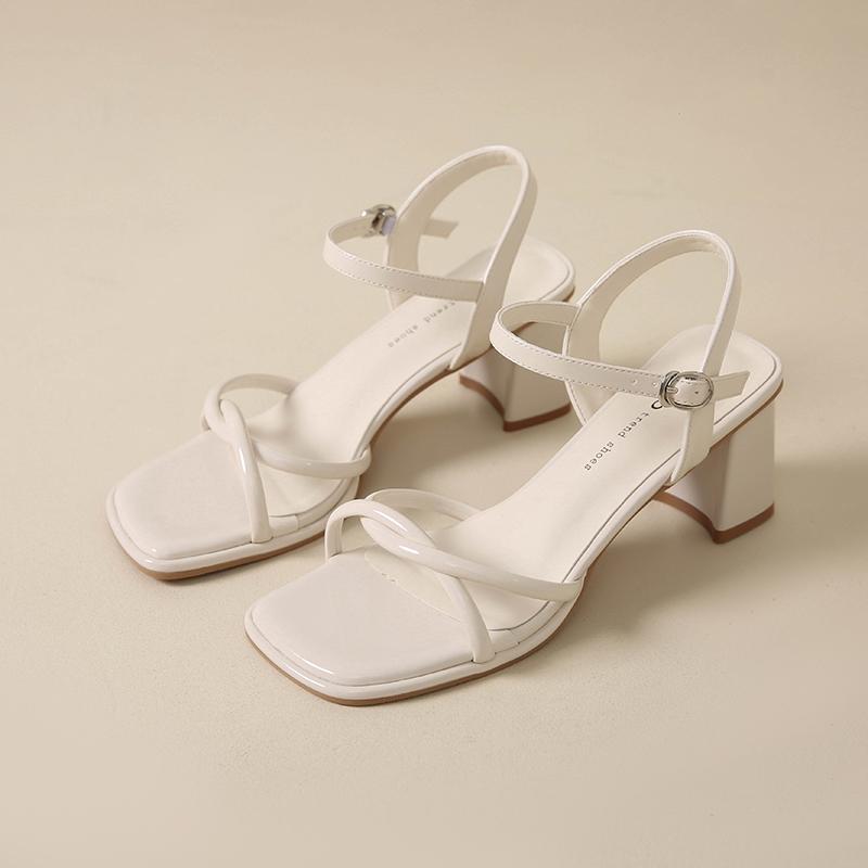 Summer Square Toe Women Silvery Sandals Fashion Ladies Outdoor Dress High Heel Gladiator Sandalias