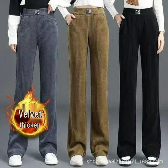 

Женские брюки с высокой посадкой, широкими штанинами из шенилла, на флисовой подкладке M [80-100 lbs]