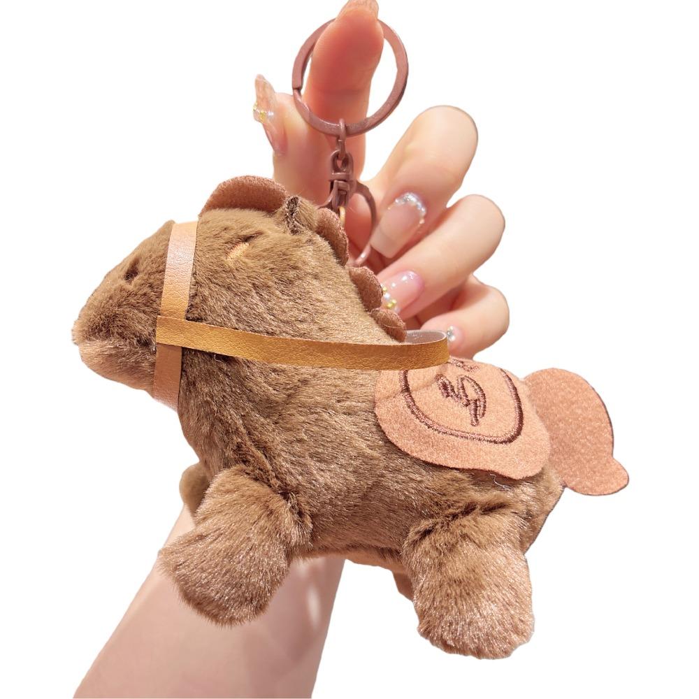 

Car Keyring Plush Horse Doll Pendant Year of Horse Zodiac Mascot Dolls Horse Ornament Car Charm темно-коричневого кольору