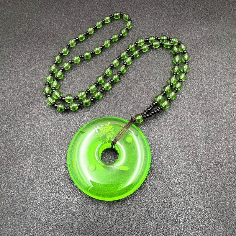 Collana Ambra Verde Cera d'Api Collana con Ciondolo a Goccia d'Acqua Per Donna Unisex Fortunata Sicurezza Ciondolo Lungo Ornamenti per Catena del Maglione